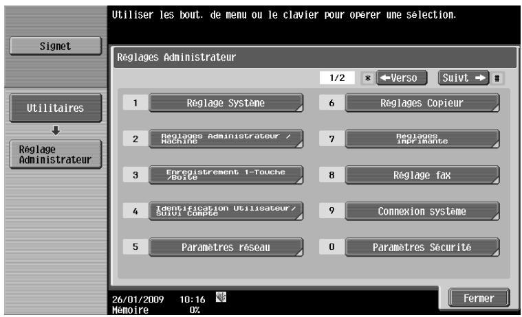OLIVETTI D-COLOR MF360 - [Réglages Administrateur] - 1