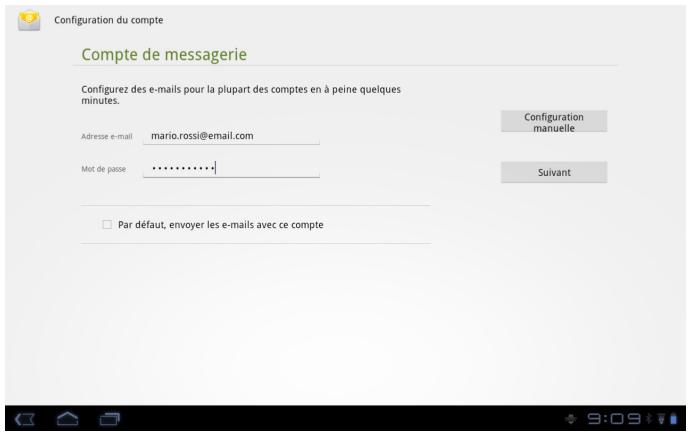 OLIVETTI OLIPAD 110 - MESSAGE - CONFIGURATION D'UN COMPTE - 2