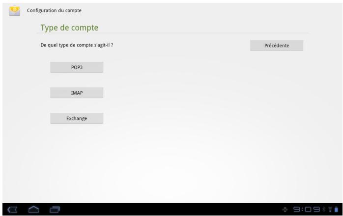 OLIVETTI OLIPAD 110 - MESSAGE - CONFIGURATION D'UN COMPTE - 1