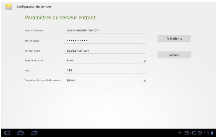 OLIVETTI OLIPAD 110 - MESSAGE - CONFIGURATION D'UN COMPTE - 3