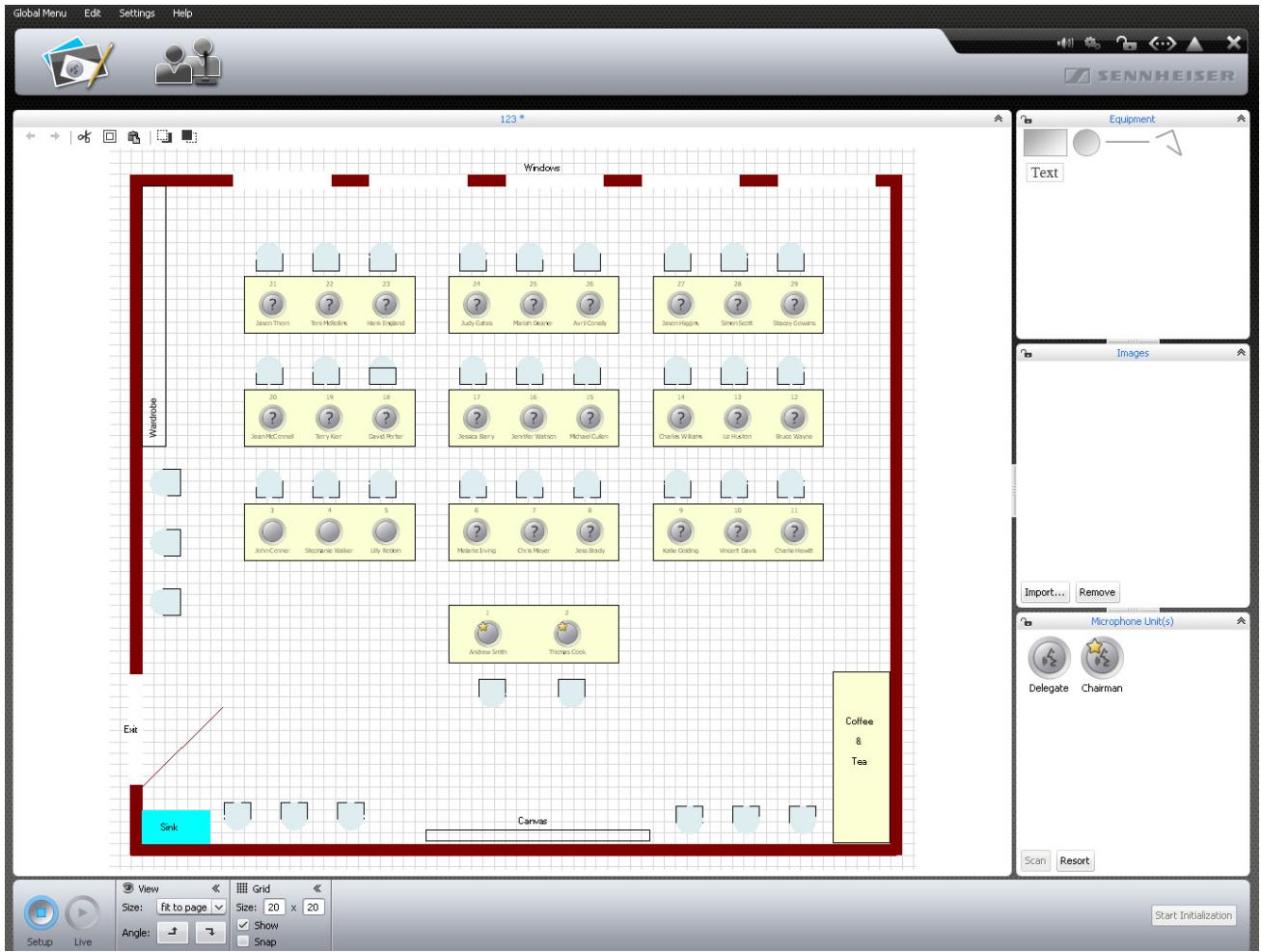 SENNHEISER ADN - Préparation de la conférence et dessin de la salle – mode de fonctionnement « Setup » - 2