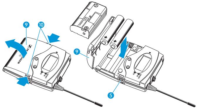SENNHEISER EK 100 - Insérer les piles/le pack accu - 1