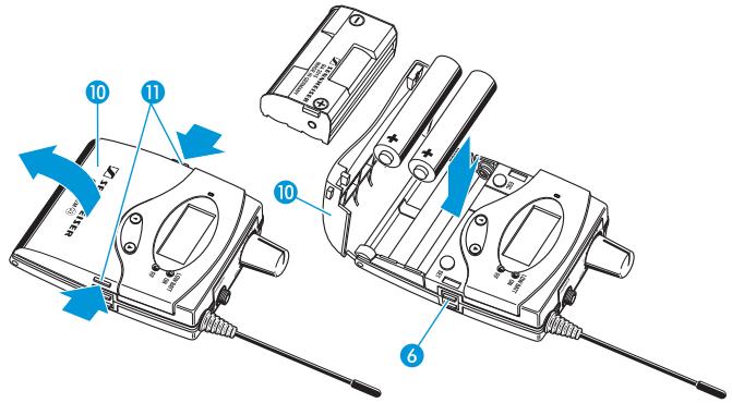 SENNHEISER EK 300 IEM - Insérer les piles/le pack accu - 1