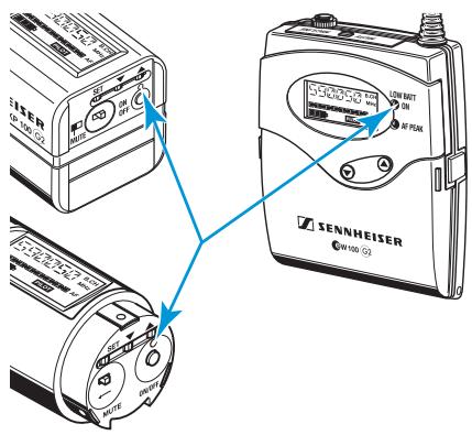 SENNHEISER EW 135 G2 - Affichages sur les émetteurs - 1