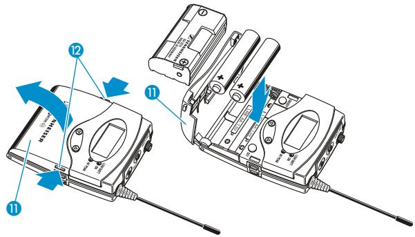 SENNHEISER EW 300 IEM G3 - Insérez les piles/le pack accu - 1