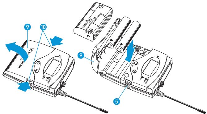 SENNHEISER SET 100 P - Insérer les piles/le pack accu - 1