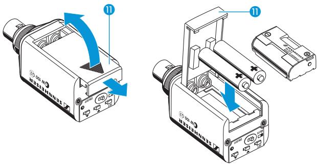 SENNHEISER SET 100 P - Insérer les piles/le pack accu - 1