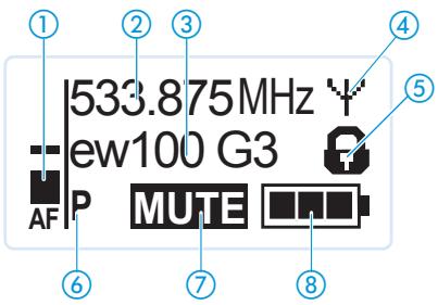 SENNHEISER SK 100 G3 - Vue d'ensembles des affichages - 1