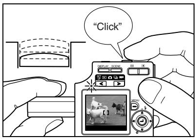 KYOCERA FINECAM SL300R - With the shutter release button still half-pressed, move the camera until the shot is composed as you want it and then press the shutter release button down fully to take the shot. - 1