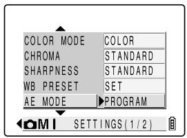 KYOCERA FINECAM SL300R - [AE MODE] Selecting the Exposure Setting Method - 2