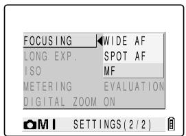 KYOCERA FINECAM SL300R - Setting the focusing method - 3