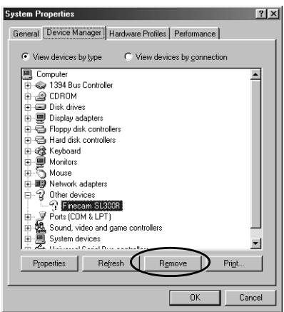 KYOCERA FINECAM SL300R - Uninstalling the driver software (Windows 98 and Windows 98SE only) - 3