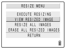 KYOCERA FINECAM SL300R - Use  or  on the 4-way button to select [VIEW RESIZED IMAGE] and then press the OK button (圆) - 1