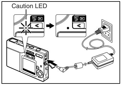 KYOCERA FINECAM SL300R - Connect the AC adapter to the camera to charge the battery pack. - 1