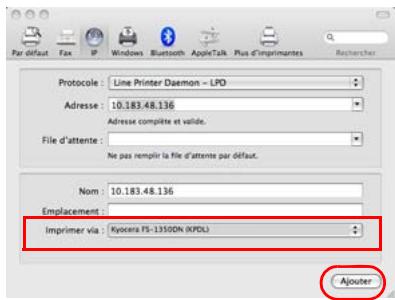KYOCERA FS-1350DN - Installation du pilote de l'imprimante sur un ordinateur équipé de Mac OS - 8