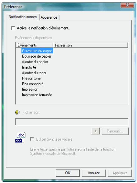 KYOCERA FS-1370DN - Onglet Notification sonore - 1
