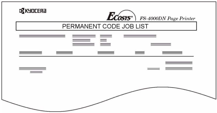 KYOCERA FS-2000D - Impression d'une liste de codes JOB - 1