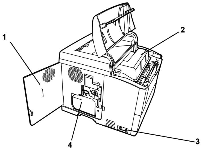KYOCERA FS-2020D - Éléments présents sur le côte gauche de l'imprimante et éléments internes - 1