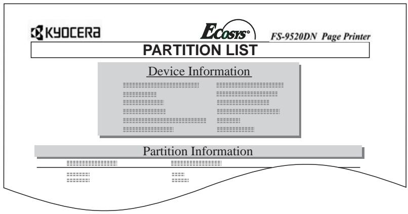 KYOCERA FS-9120DN - Impression de la liste des partitions - 1