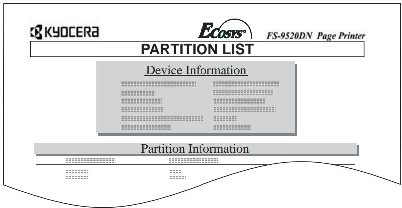 KYOCERA FS-9520DN - Impression de la liste des partitions - 1
