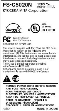 KYOCERA FS-C5020N - Étiquettes de précaution - 3