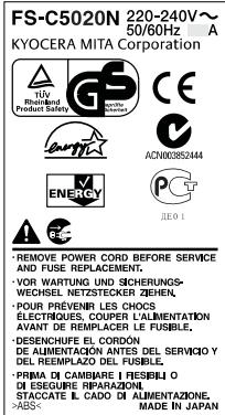 KYOCERA FS-C5020N - Étiquettes de précaution - 2
