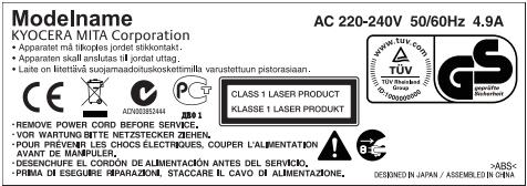 KYOCERA FS-C5100DN - Étiquette à l'intérieur de l'imprimante (avertissement de radiation laser) - 2