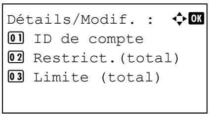 KYOCERA FS-C5400DN - Détail/modif. (vérification/modification des paramètres d'id de compte enregistré) - 6
