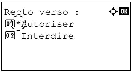 KYOCERA FS-C5400DN - Utilisez la procédure suivante pour spécifier si l'impression recto-verso est autorisée avec le papier personnalisé. - 2