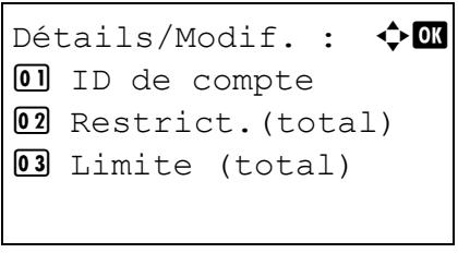 KYOCERA FS-C5400DN - Détail/modif. (vérification/modification des paramètres d'id de compte enregistré) - 3