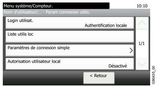 KYOCERA FS-C8020MFP - Activer l'administration des connexions d'utilisateurs. - 1