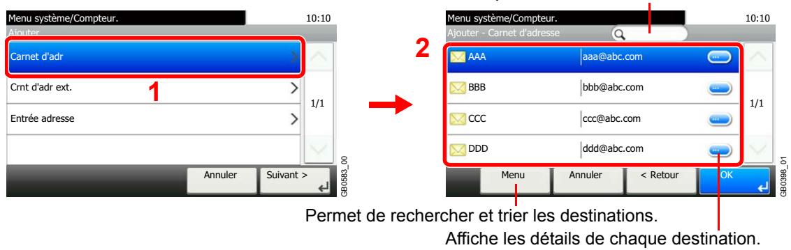 KYOCERA FS-C8020MFP - Sélectionner la destination. - 1