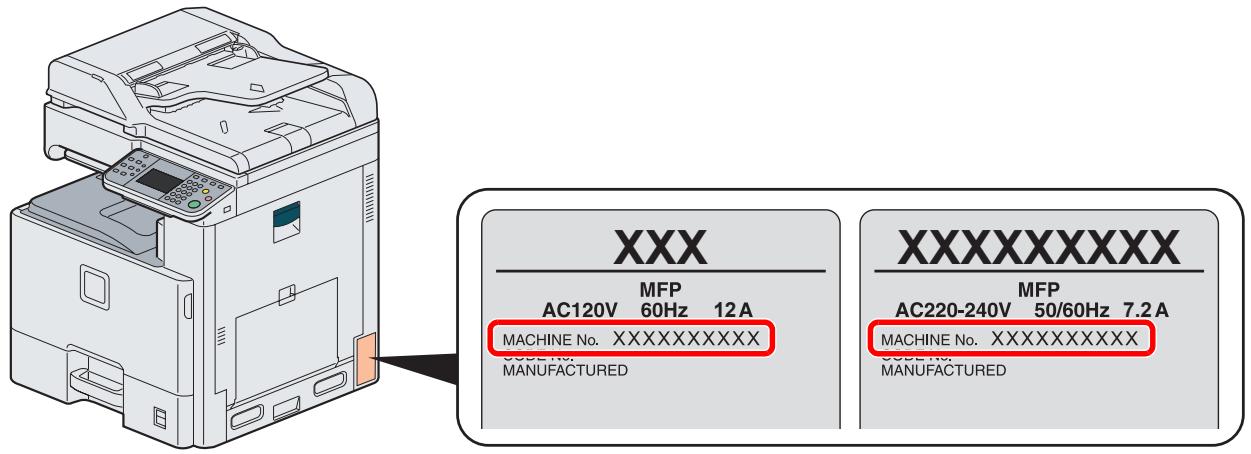 KYOCERA FS-C8020MFP - Vérification du numéro de série de l'équipement - 1