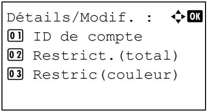 KYOCERA FS-C8500DN - Détail/modif. (vérification/modification des paramètres d'id de compte enregistré) - 8