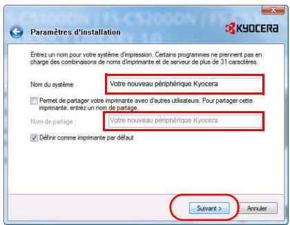 KYOCERA FS-C8500DN - Installation du logiciel sous windows - 7