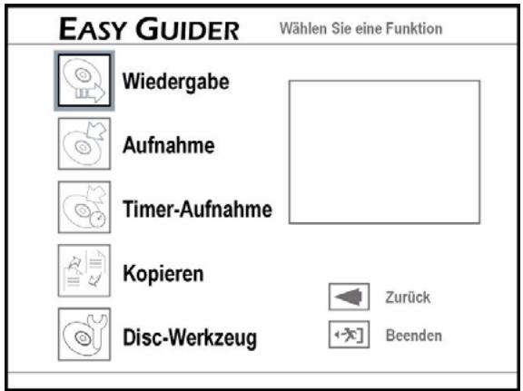 MEDION DVD RECORDER MD 82000 - Le menu „Easy Guider“ - 1