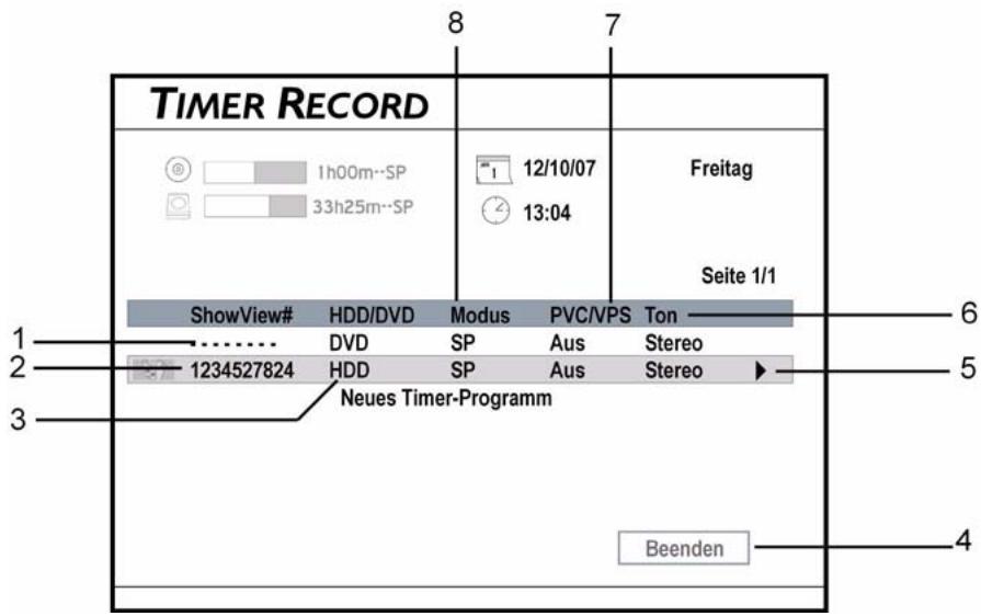 MEDION DVD RECORDER MD 82000 - Écran d'infos 2 (ShowView) - 1