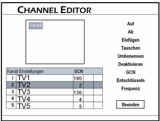 MEDION DVD RECORDER MD 82000 - Die Kanäle mit dem „Channel Editor"bearbeiten - 1