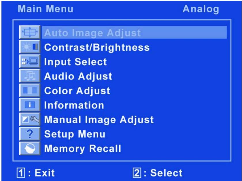 MEDION MD 20120 - Het OSD - menu - 1