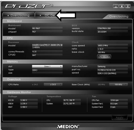MEDION AKOYA P2306 D W/ 21,5 TFT-MONITOR - Overclocking du processeur avec le bouton dans le MEDION® ERAZER® Control Center - 1