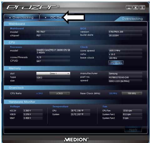 MEDION ERAZER X5357 D - Overclocking du processeur avec le bouton dans le MEDION® ERAZER® Control Center - 2