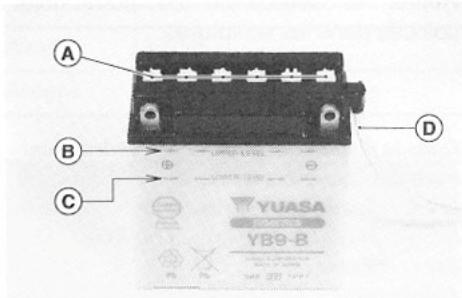 KAWASAKI ELIMINATOR 125 - Contrôle du niveau d'électrolyte de la batterie - 1