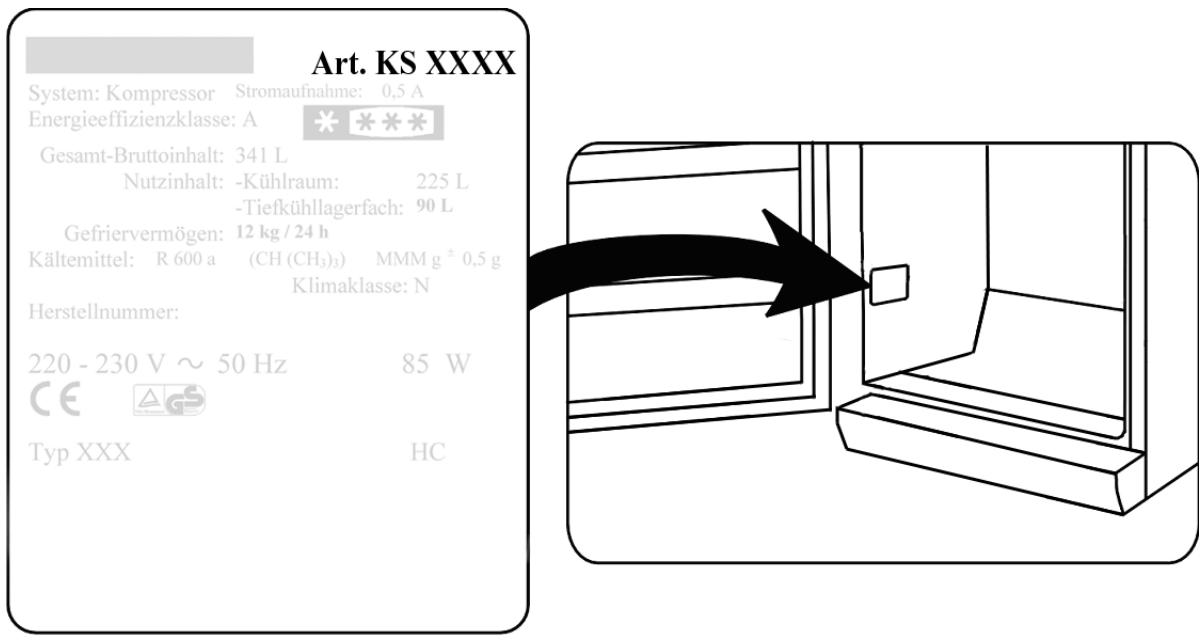 SEVERIN KS 9807 - CONGELATEUR BAR - Information needed by the Customer Service - 1