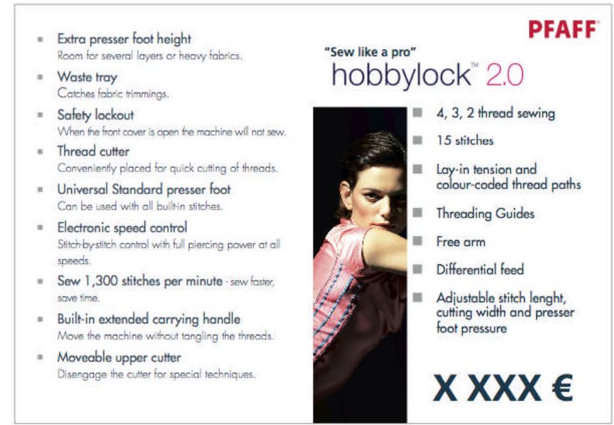 PFAFF HOBBYLOCK 2.0 - Ficheproduit hobbylock™ 2.0 - 1