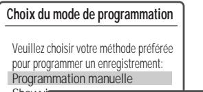 DAEWOO DH-6105 - Programmation d'un enregistrement à partir de l'écran de programmation manuelle - 1