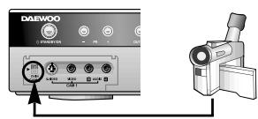 DAEWOO DQR-1000D - Branchement du caméscope sur les prises frontales - 1