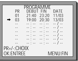 DAEWOO ST864 - Liste des programmations - modification ou effacement de programmations - 2