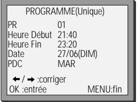 DAEWOO SVP2500-A - Programmation d'enregistrement normale - 10