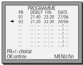 DAEWOO SVP2500-A - Liste des programmations - modifier ou effacer des programmations - 3