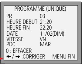 DAEWOO SVP2600 - Liste des programmations - modification ou effacement de programmations - 3